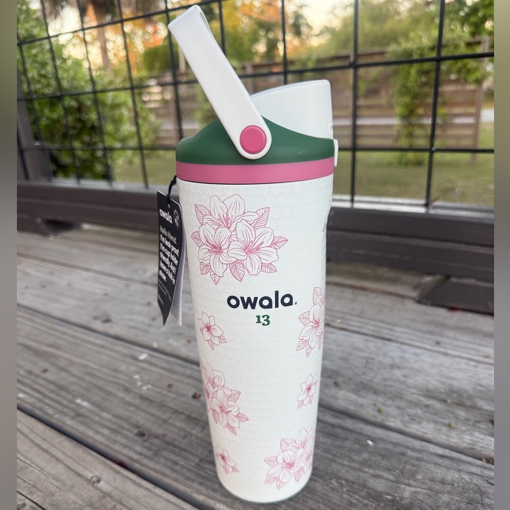 Owala ‘Zalea Water Bottle - White with Pink Flowers - Masters - Golf - Augusta